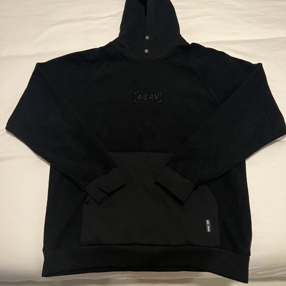 ASRV Hoodie Large Black Pullover Reversed Fleece Gym Snap Embroidered Dsg-0234 - Picture 1 of 3
